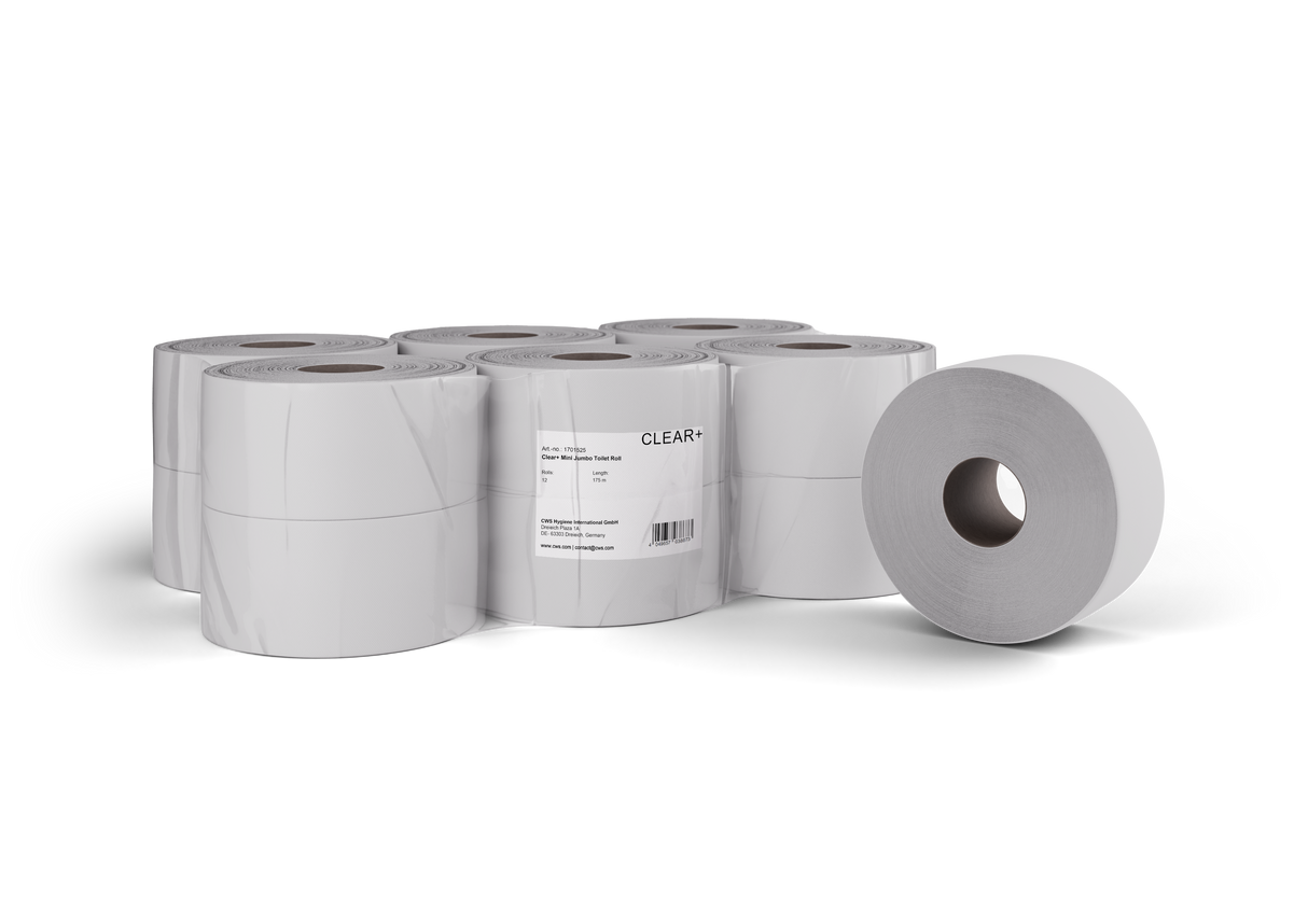 Clear+ Jumbo Toiletpapier Mini, Rol 2-laags, 175m