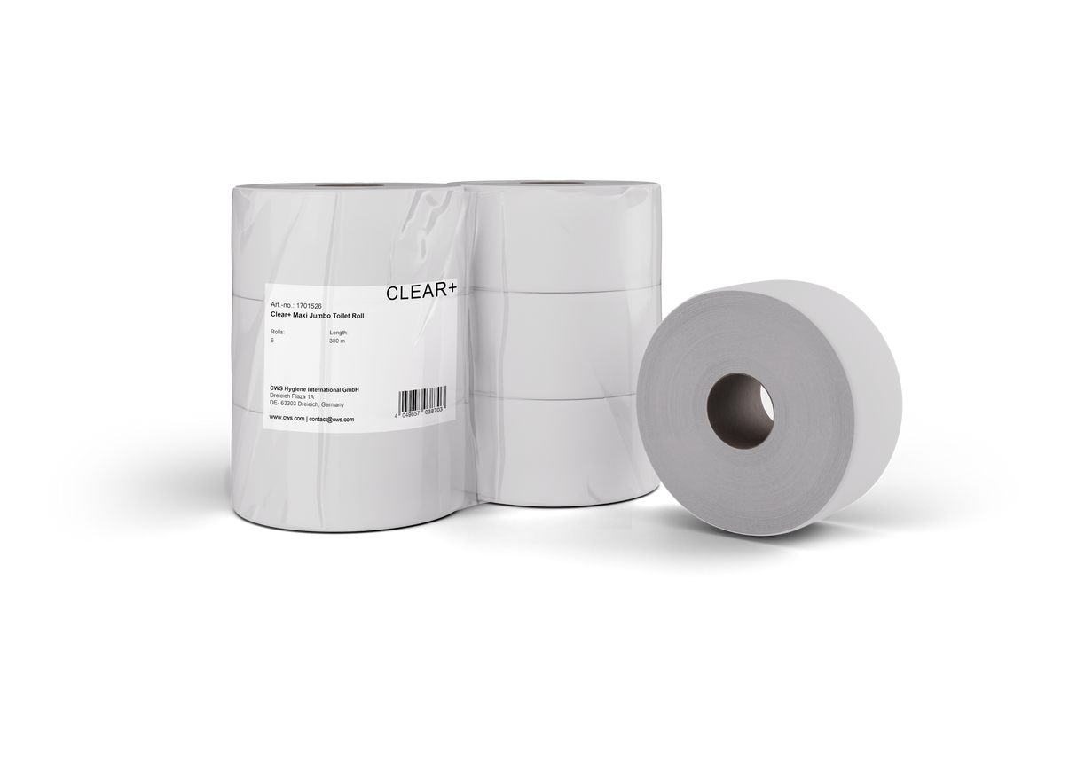 Clear+ Jumbo Toiletpapier Maxi, Rol 2-laags 380m