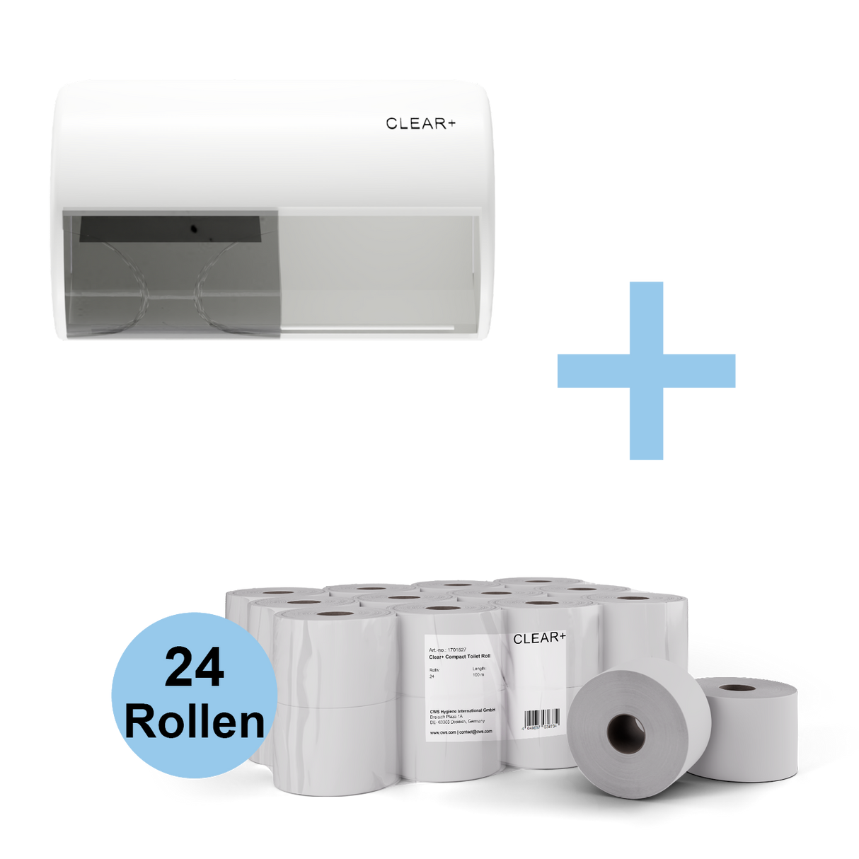 Voordeelbundel: Gratis Clear+ Toiletpapierdispenser bij een doos wc-papier