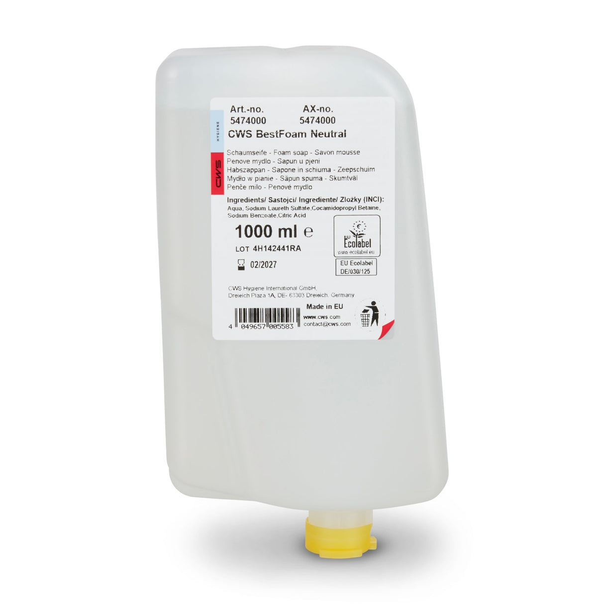 CWS ParadiseLine zeepschuim Best Foam Neutraal 1000 ml.