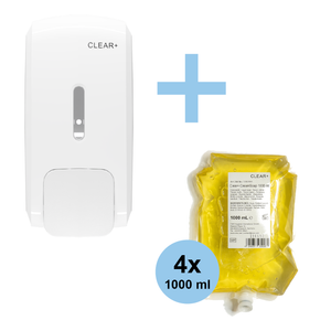Voordeelbundel: Gratis Clear+ Crème Zeep Dispenser bij 4x 1000ml navulling
