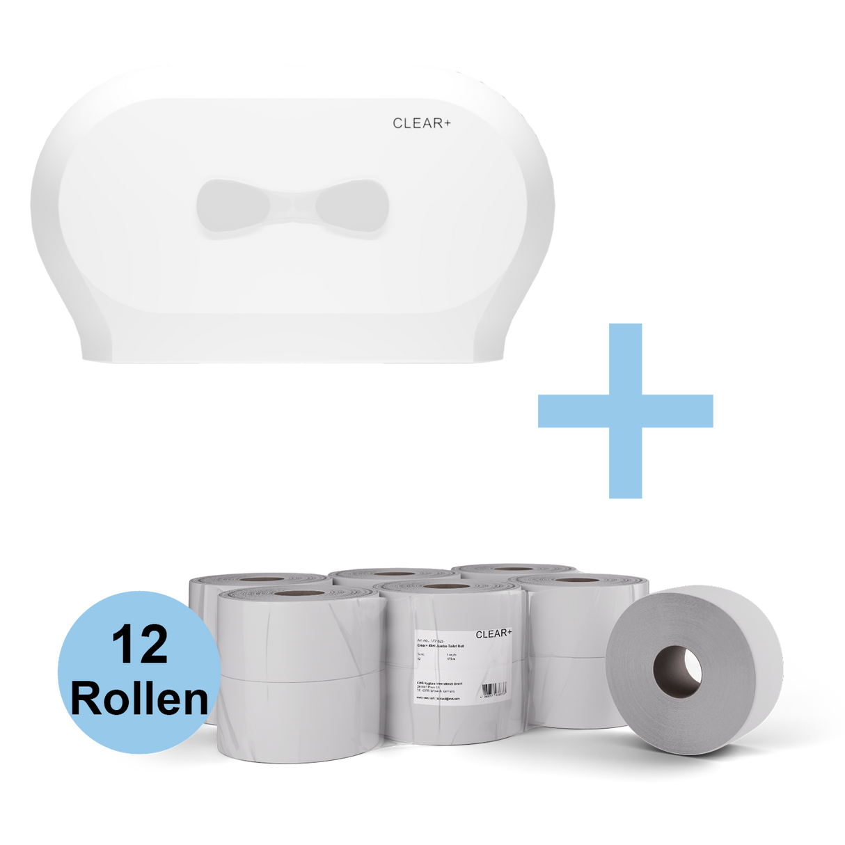 Voordeelbundel: Gratis Clear+ Midi Toiletroldispenser bij een doos wc-papier